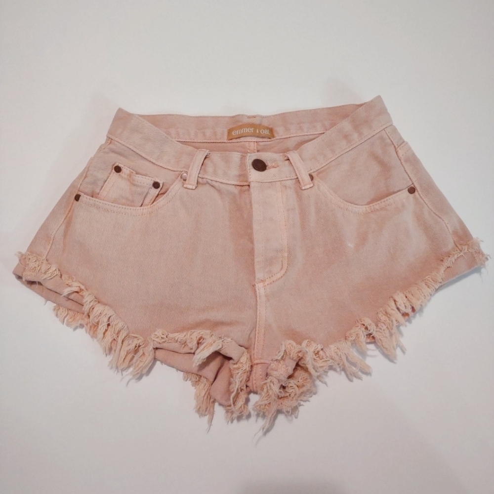 Emmer & Oat Pink Denim Jean Cut Off Shorts Small